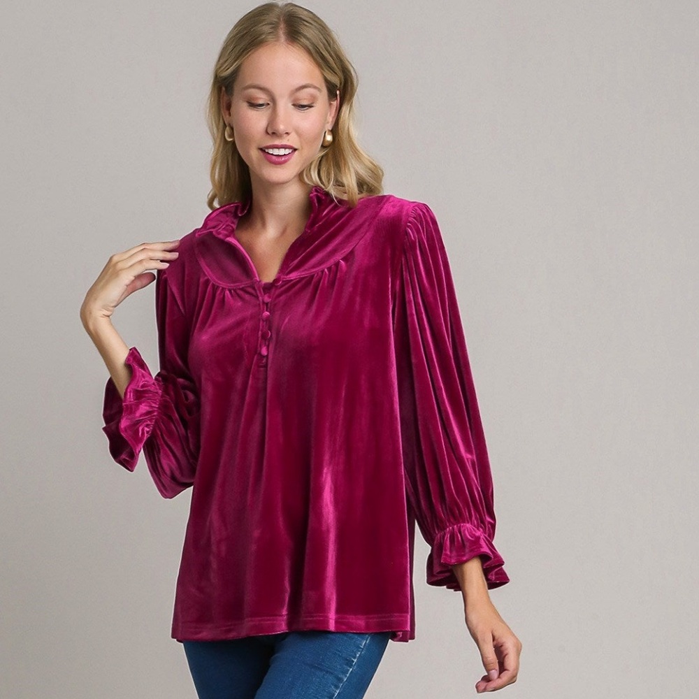💫Velvet High Ruffle Top💫 - Picture 4 of 14